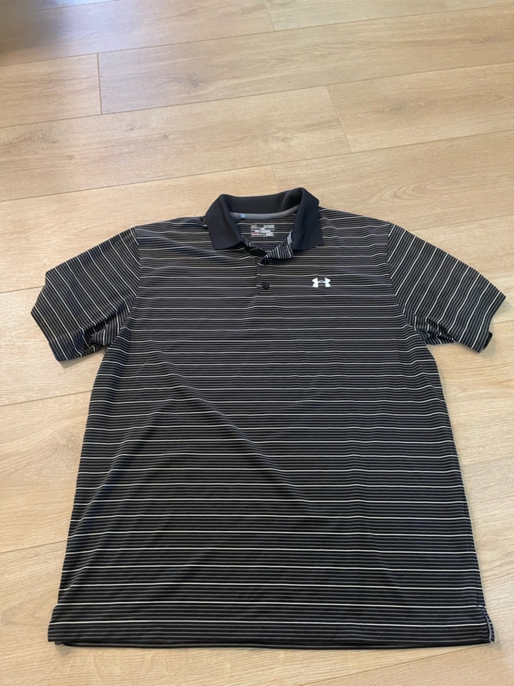 Under Armour Black & White Striped Men’s Polo